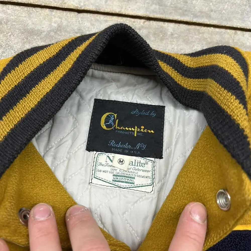vintage champion 60s running man made in usa letterman varsity bomber jacket - Picture 5 of 5